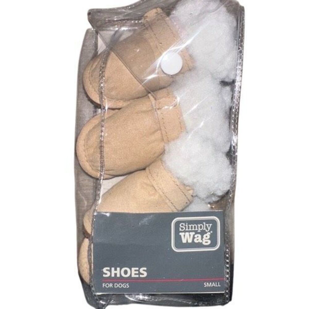 Simply Wag Lined Comfort Warm Pet Dog Boots Tan White small NWT